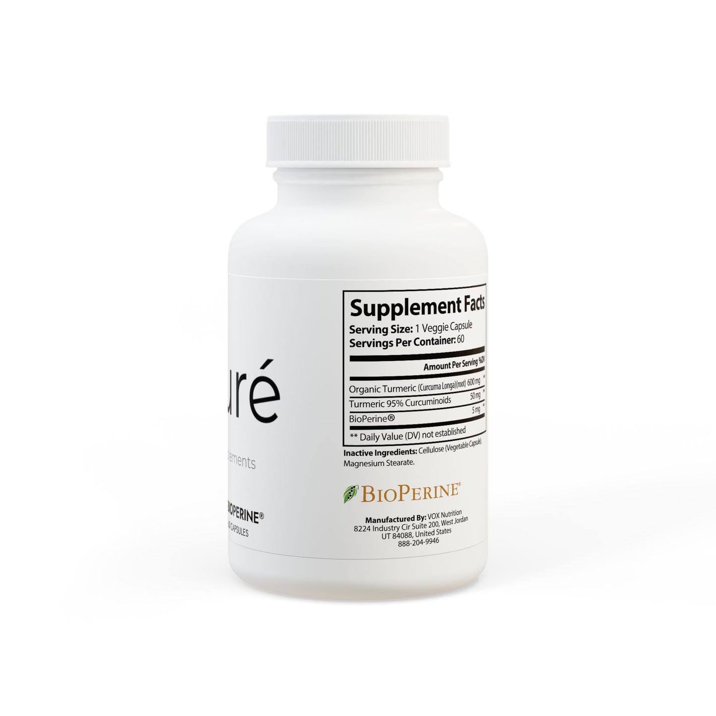 Turmeric with BioPerine® (Black Pepper Fruit Extract) Supplement (60 Capsules)